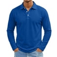 thumbnail image 2 of Long Sleeve Polo Shirts for Men Solid Color Button Placket Golf Shirts Business Outdoor Tees, 2 of 7