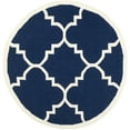 thumbnail image 4 of SAFAVIEH Dhurrie Tobias Geometric Moroccan Wool Area Rug, Navy/Ivory, 6' x 6' Round, 4 of 10