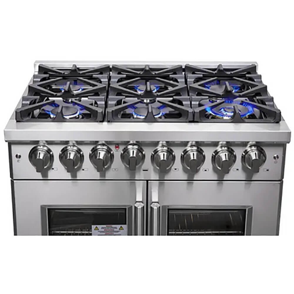 Forno Massimo 36-Inch Freestanding French Door Dual Fuel Range, 6 Burners, True Convection Oven