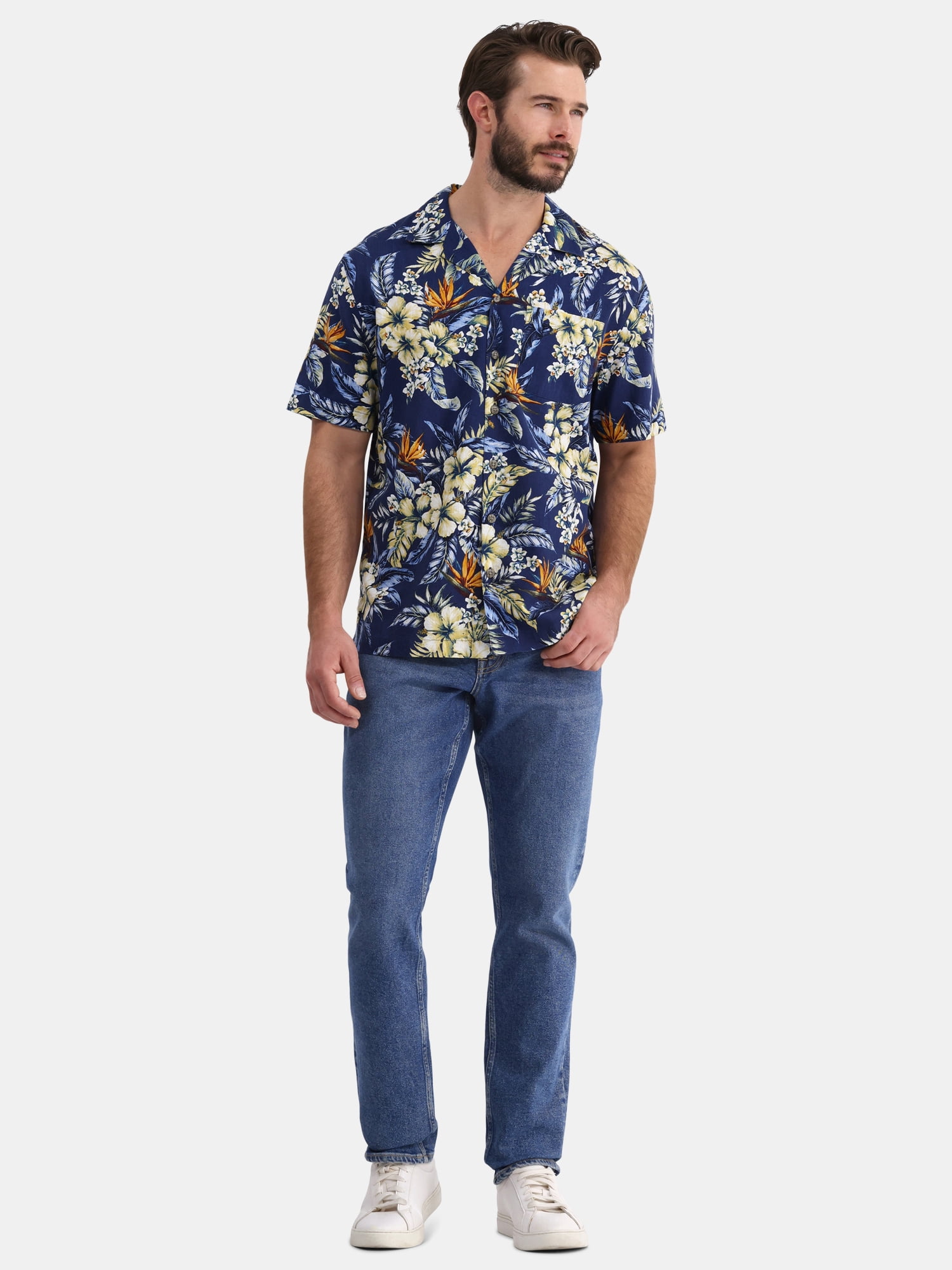 George Men's and Big Men’s Camp Shirt, Sizes S-3XL
