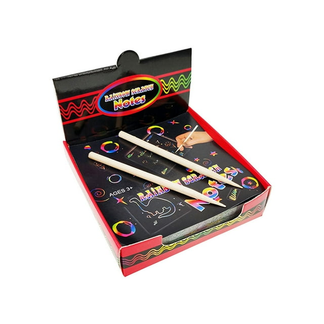 Scratch Notes Set Scratch Doodle With 100 Holographic Rainbow Paper,2 Stylus