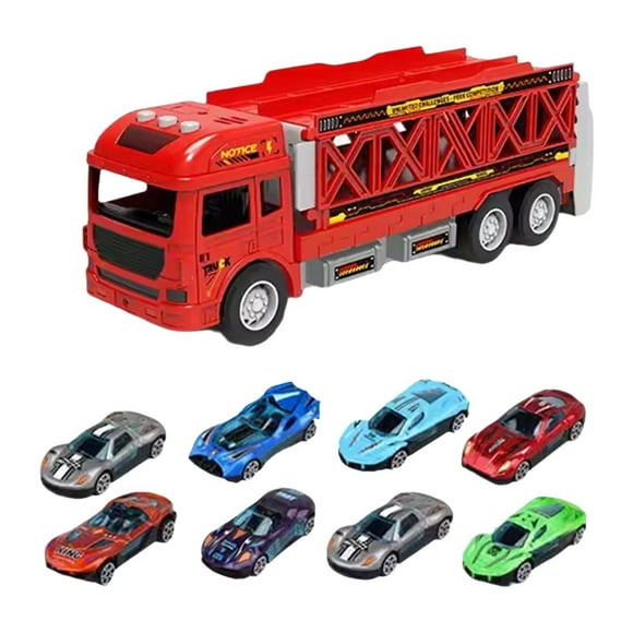 Almacenamiento y transporte de coches, camiones de juguete y pistas de carreras de choque para niños pequeños Rojo