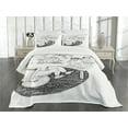 thumbnail image 3 of Ambesonne Book Quilted Bedspread Set 3 Pcs, Girl and Cat Read on Desk, King Size, Black White, 3 of 5