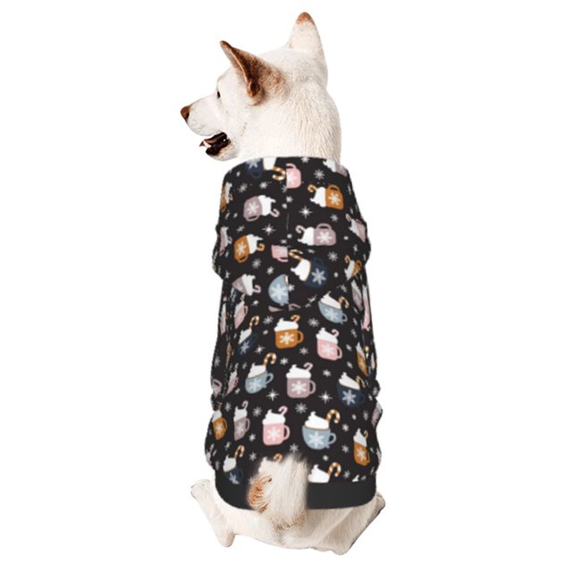 Fotbe Snowflake Cream Hot Cocoa Sudadera con Estampado para Perros Pequeños – Suéter con Capucha para Mascotas, Tela Suave de Forro Polar con Bolsillo-Medium
