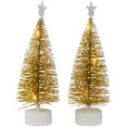 thumbnail image 6 of Northlight LED Lighted Mini Bottle Brush Pine Christmas Village Trees - Gold Finish - Set of 2, 6 of 6