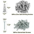 SelfDrilling Drywall Anchors 116pcs Hollow Metal Wall Anchor and Screw