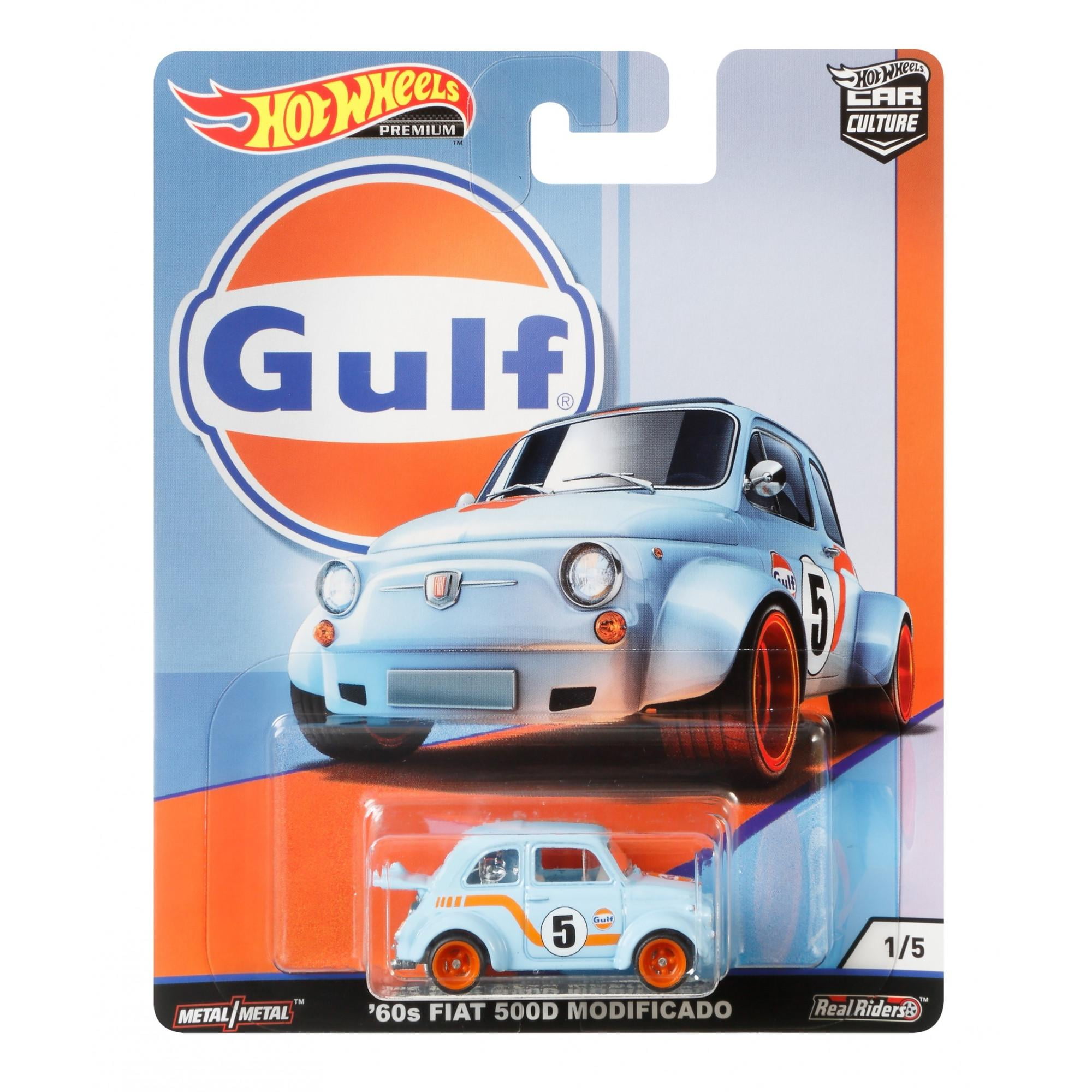 Hot Wheels Car Culture Gulf Series '60s Fiat 500 Modificado with Real Riders 