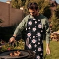 thumbnail image 4 of Pioneer Flower Floral Print Pattern Cotton Linen Apron with Pockets, Waterproof Adjustable, 33x27 Inch for Kitchen, Gardening, BBQ, Salon, 4 of 6