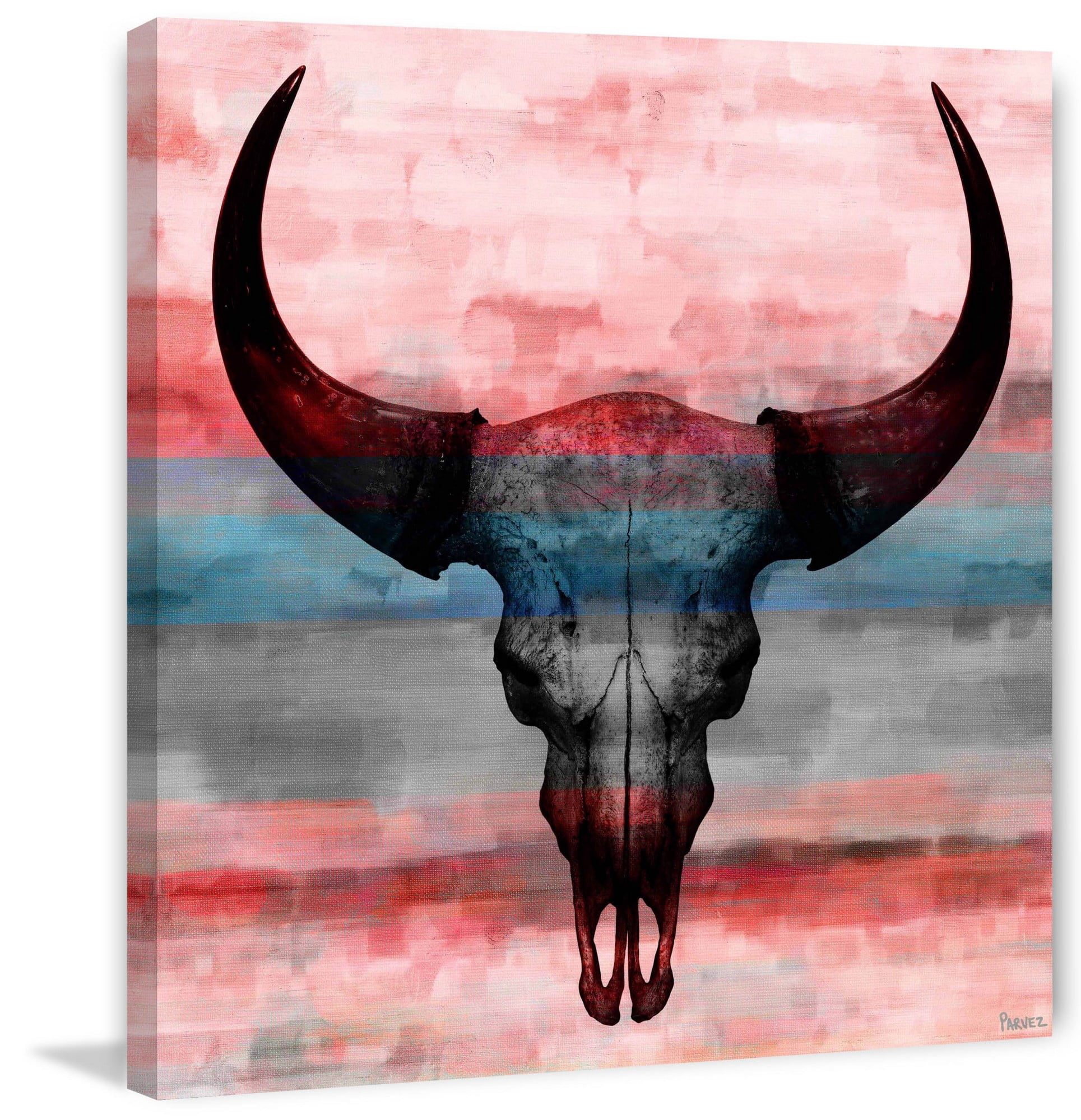 Parvez Michel Inc Parvez Taj - Pastel Skull Painting Print on Canvas - Multi-color