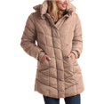 thumbnail image 1 of Chaqueta de abrigo Steve Madden, larga, con forma de V, acolchada, color canela, 1 of 7