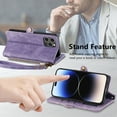 thumbnail image 6 of Nalacover Case for iPhone 14 Pro Max, with RFID Blocking Card Slot Holder, Magnetic Flip Folio Purse Case, PU Leather Zipper Handbag with Detachable Lanyard Strap For iPhone 14 Pro Max, Purple, 6 of 12