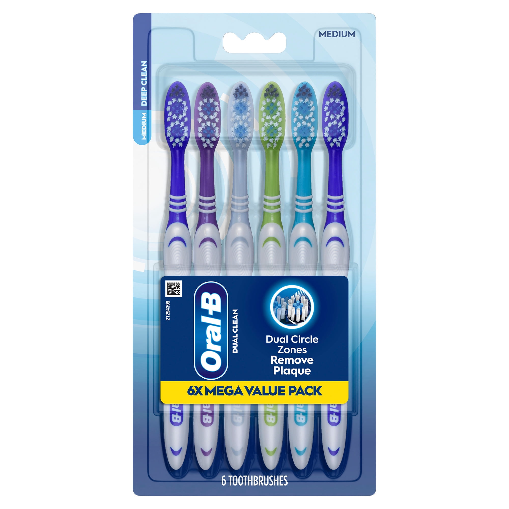 Oral-B Toothbrush Dual Clean, Medium, 6 Count