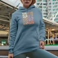 thumbnail image 2 of Stop & Smell the Flowers with Floral Boho Art Merch Gift, Light Blue Hooded Sweatshirt or Hoodie, Small, 2 of 5