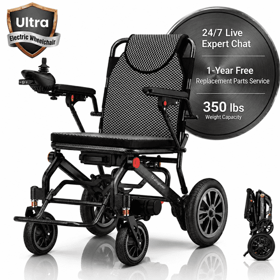 Electric Wheelchair for Adults, Ultra Lightweight Foldable Motorized Wheelchair for Seniors, 500W All Terrain Power Wheelchair with 18 Miles Long Range, 330 lbs Capacity