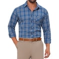 thumbnail image 1 of CAMISA DE VESTIR DE MANGA LARGA A CUADROS PARA HOMBRE INSPIRAR CHIC, CON COLLAR PUNTA Y BOTONES, TALLA XL, AZUL OSCURO, 1 of 6