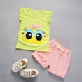 thumbnail image 2 of XZNPDUCQ Baby Toddler Girls Floral Short Sleeve Tops T-Shirt Vest & Denim Shorts Set Kids 1T 2T 3T 4T 5T Clothes Summer Outfits Shorts Set 3-4 Years Green, 2 of 4