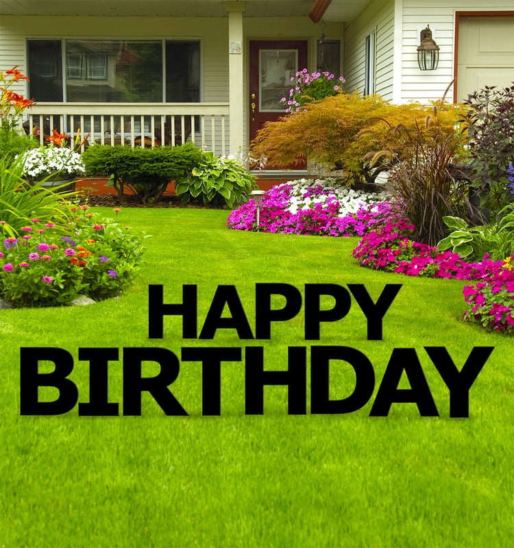 Happy Birthday Black Yard Sign, 13pcs, Weather Resistant