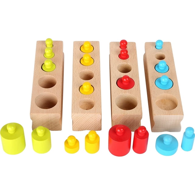 Juego de madera "multicolor" con piezas encajables y bloques de madera; clasificar, contar, medir