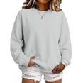 thumbnail image 5 of Oversized Sweatshirts Women Crewneck 2026 Fall Cute Fleece Pullover Top | Loose Fit Long Sleeve Sweatshirt no Hood, Drop Shoulder Tops, Workout Athletic Cozy, Airport Travel Clothes Light Gray,M, 5 of 7