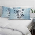 thumbnail image 4 of Blue Flower Throw Pillow Cover, Pillowcase Protectors with Zipper, Breathable Decorative Lumbar Pillow Case Cover, Retro Gradient Texture Painting Plant Leaf Pillow Shams for Couch Sofa 16x24Inch, 4 of 8