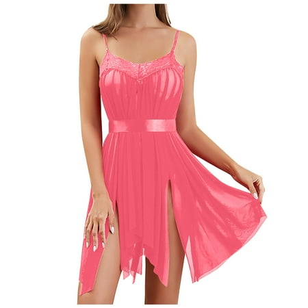 Lingerie for Women  Satin Babydoll Nightgown Lace Sleepwear Slip Chemise Teddy Nightwear Women s Lace Satin Sexy Lingerie Dress Nightdress