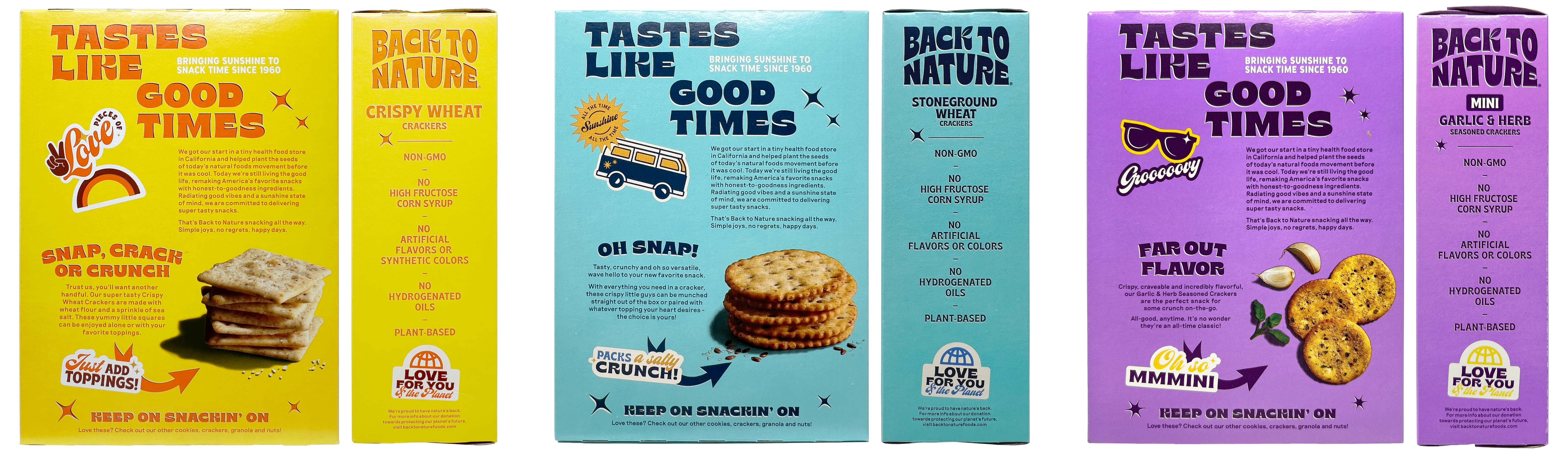 Back to Nature Snack Crackers - 3 Flavors; 1 Each: Crispy Wheat, Stoneground Wheat, & Garlic & Herb + Merlinsmart Zine