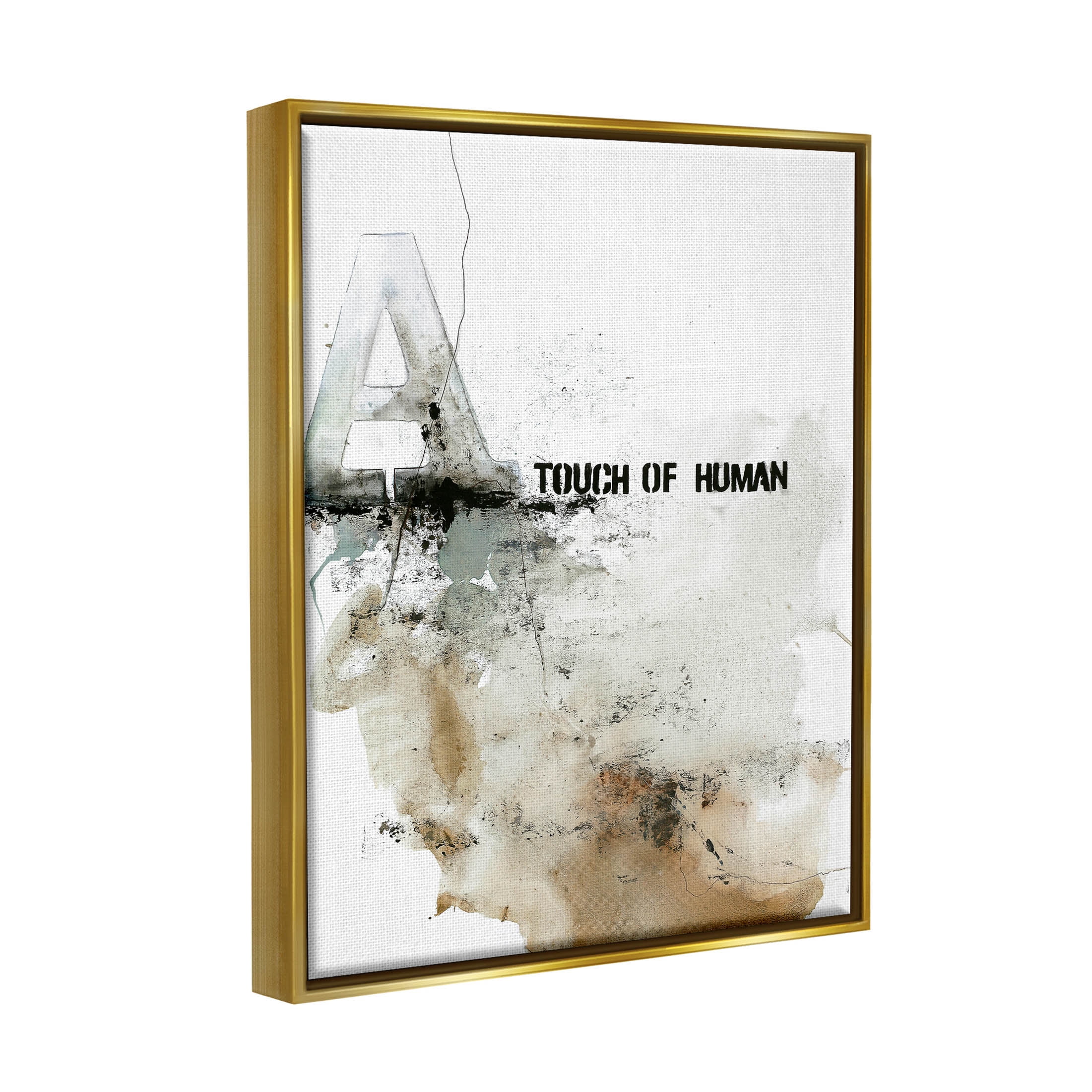 Stupell Industries Urban Abstract Style Typography Collage Graphic Art Metallic Gold Floating Framed Canvas Print Wall Art, Design by Design Fabrikken