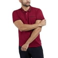 thumbnail image 3 of CULTURA Men's Short Sleeves 100% Cotton Polo With Jaquard Rib And Chest Rib Pocket, Burgundy/Black, M, 3 of 10