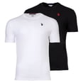 thumbnail image 1 of U.S. POLO ASSN. Camiseta de hombre paquete de 2 - cuello redondo, logo bordado, algodón Blanco/Negro 2XL (XX-Large), 1 of 7