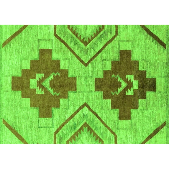 Ahgly Company Indoor Rectangle Abstract Green Modern Area Rugs, 2' x 4'