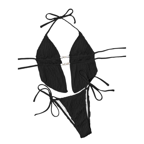 RUTAYY Women's Bikini Sets Tie Side 2 Piece Swimwear High Waisted Tops with Bottoms Tankini Outfit Classic Seaside Swimsuit