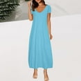 thumbnail image 4 of Karight Womens Plus Size Maxi Dresses Summer T Shirt Dress Casual V Neck Short Sleeve Long Dress, 4 of 6