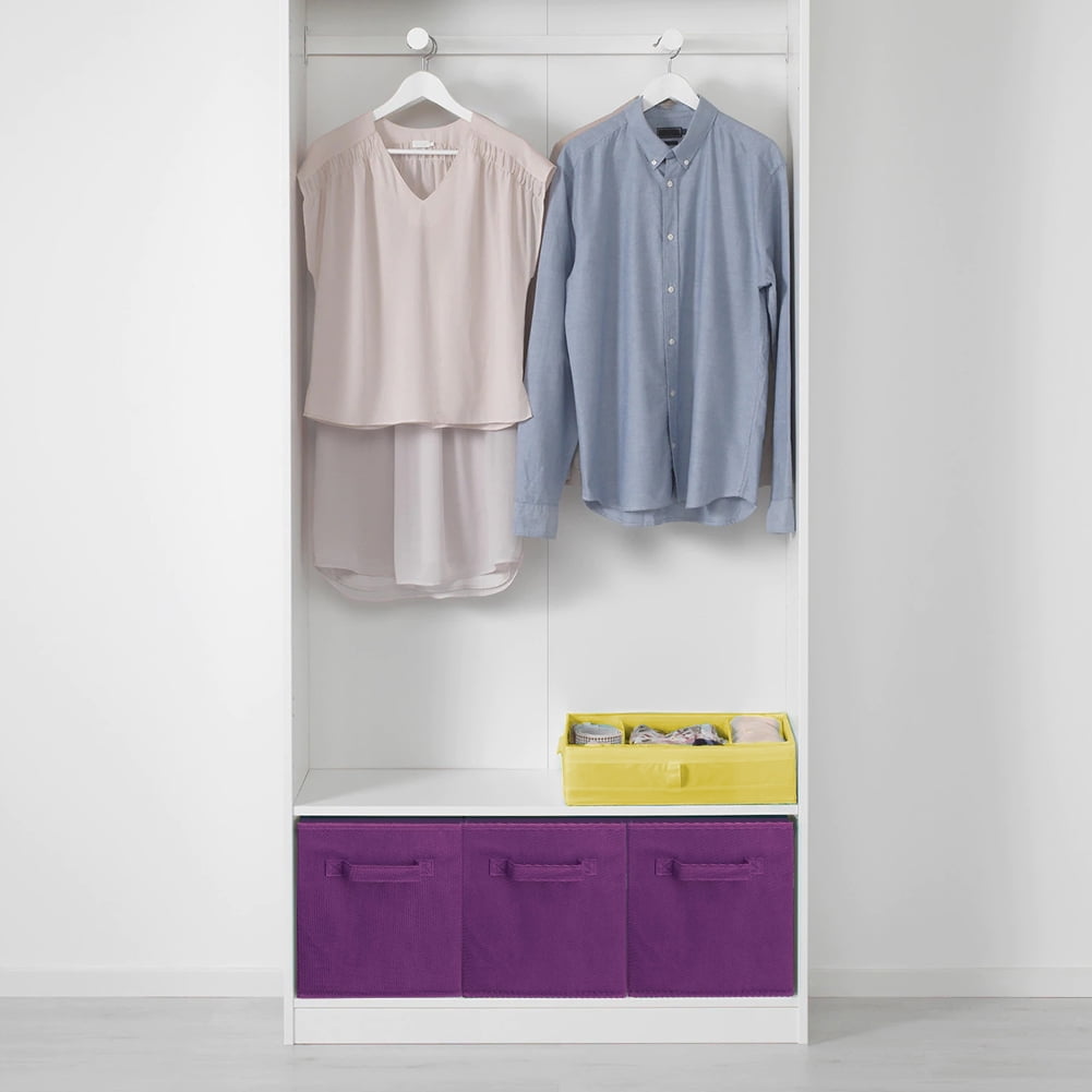 ShellKingdom Collapsible Fabric Cube Storage Bins (10.5" x 10.5"), 6 Pcs Foldable Cloth Organizer Drawer, Purple