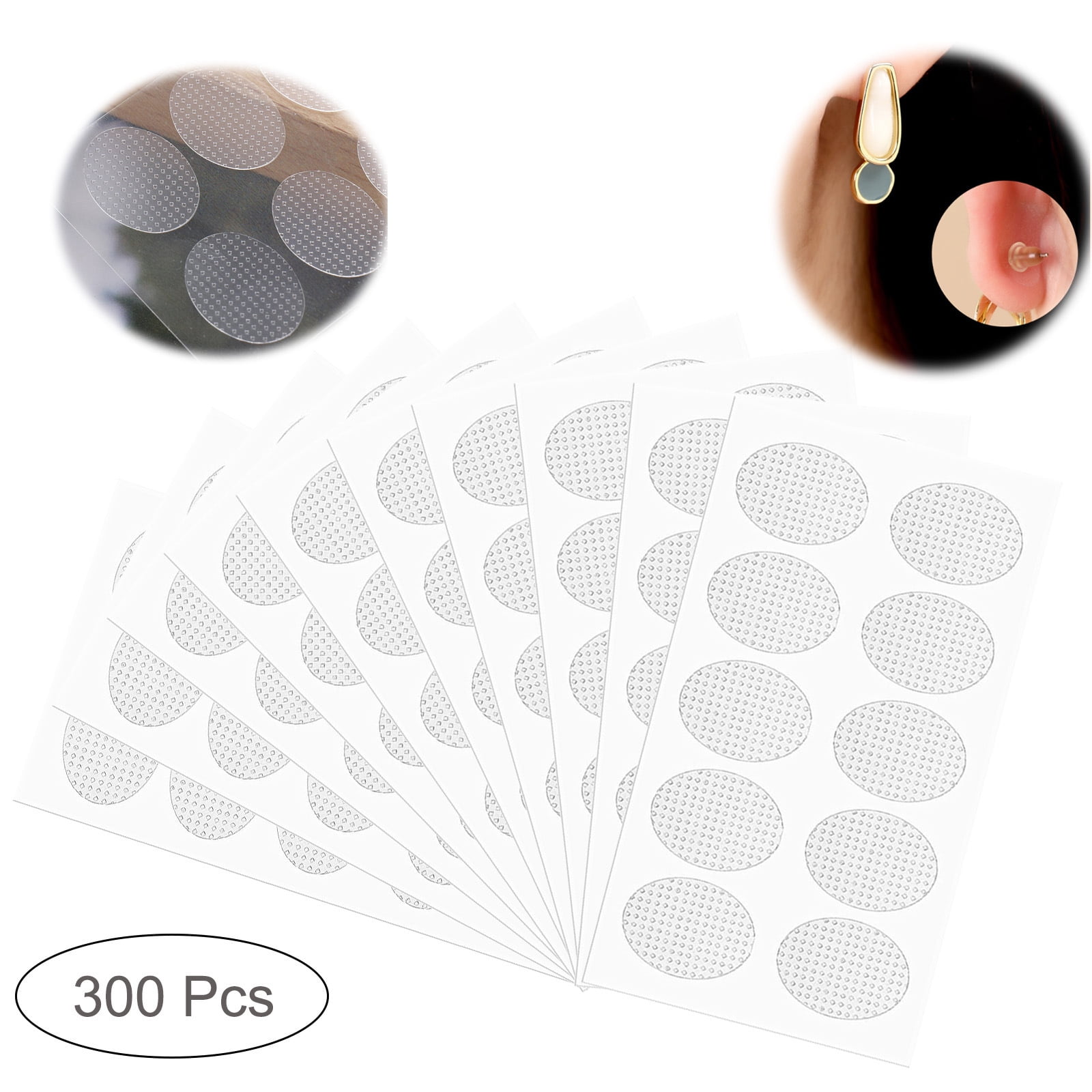 WLLHYF 300PCS Ear Patches Earring Protectors Heavy Earrings Stabilizers Ear  Lobe Support Pads Large Earrings Support Sticker Prevents Tears Reduces