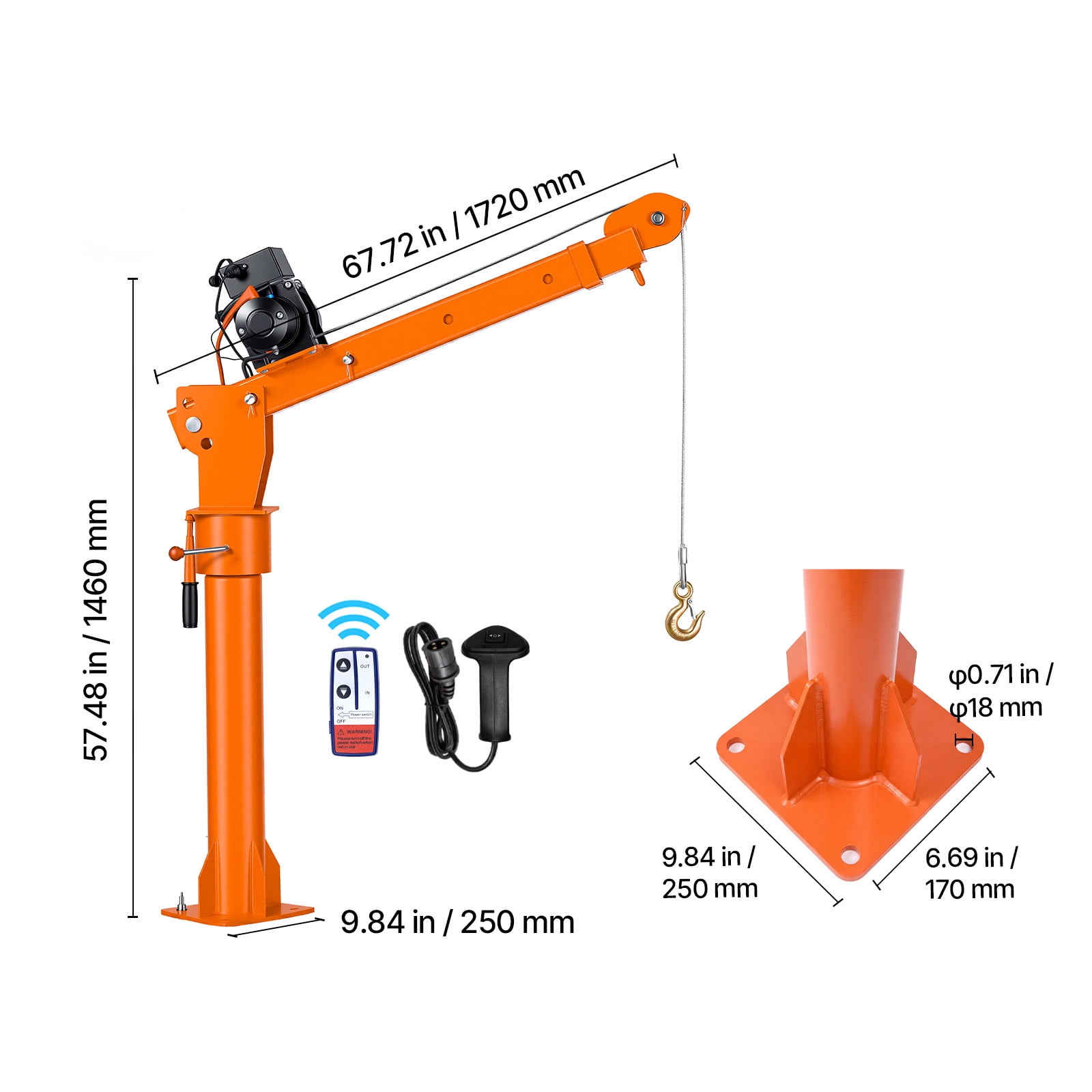 KFFKFF Electric Truck Crane, 2200 lbs Capacity with 12V 6000 lbs Electric Winch, 360° Rotating Telescopic Boom, Durable Galvanized Steel, Foldable Design for Lifting Machinery and Lumber