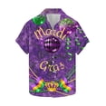 thumbnail image 2 of Ceisia Men's Mardi Gras Festive Print Short Sleeve Button-Up Shirt Collection | Crown & Bead Festive Script Button-Up Shirt Gifts, 2 of 8