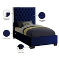 thumbnail image 3 of Maklaine Contemporary Solid Wood and Velvet Twin Bed in Navy, 3 of 8