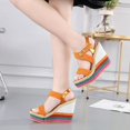 thumbnail image 6 of SACFOF Espadrille Wedge Sandals for Women Braided Silk Ribbon Platforms Open Toe Buckle Ankle Strap Summer High Heels Wedding Shoes, 6 of 6