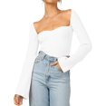 thumbnail image 1 of ORUYROP Pull pour Femmes Col Cœur Bustier Côtelé Corset Tricoté Manches Longues, 1 of 7
