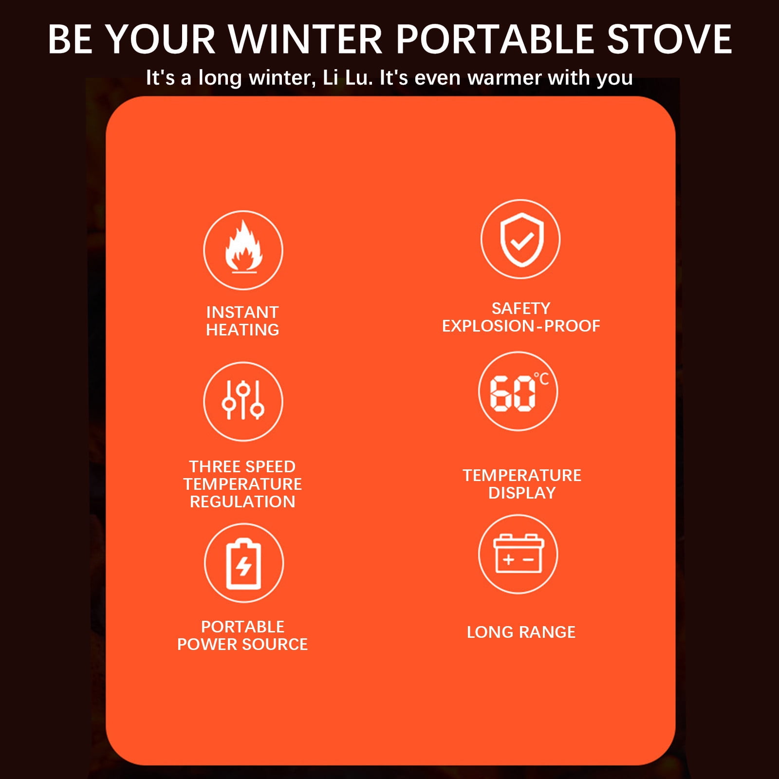 Wovilon Portable Hand Warmer Power Bank Rechargeable USB Hand Warmer Heater Double Side Heating 3 Gears For Skiing Climbing Hiking Winter