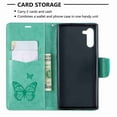 thumbnail image 4 of Dteck Case For Samsung Galaxy Note 10 Fashion Wallet Purse 3D Embossed Butterflies Premuim PU Leather Flip Cover Ultra Slim TPU Inner Bumper Hand Strap Magnetic Card Slots Green, 4 of 5