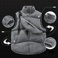 thumbnail image 4 of Homeyce Men's Puffer Corduroy Vest Sleeveless Zipper Down Vest Quilted Down Water-Resistant Windproof Vest Jacket Stand Collar Winter Warm Puffy Casual Streetwear for Work Travel Outdoor,Black 3XL, 4 of 6