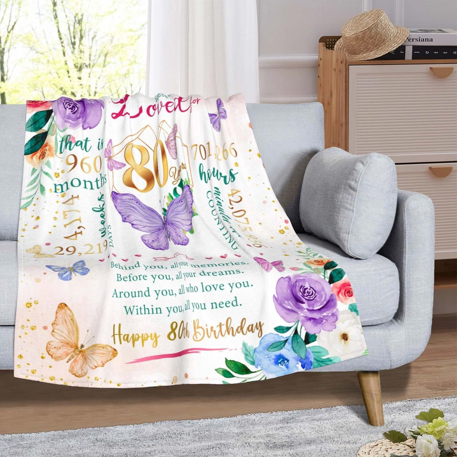 80th Birthday Gifts for Women, Best Gifts for 80 Year Old Woman Birthday, 1944 Birthday Gifts for Women Mom, Happy 80th Birthday Gifts Ideas, 80th Women Birthday Decorations Throw Blanket