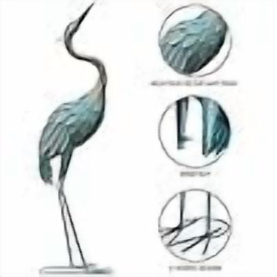 33-37 Inch Metal Crane Garden Statue Décor, Bird Garden Sculpture & Statues, Outdoor Decoration for Yard Patio Lawn Backyard Pool, Vintage Spread Wings Crane, Set of 2