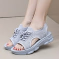 thumbnail image 2 of Xijirk Women Summer Sandals Breathable Platform Wedge Heel Casual Beach Yoga Walking Shoes Lace Up Design Women Sandals for Outdoor Activities and Travel,Grey,6.5, 2 of 9