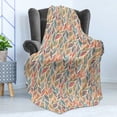 thumbnail image 4 of Boho Soft Flannel Fleece Throw Blanket, Abstract Feather Wave Pattern with Retro Look and Colorful Short Lines Curves, Cozy Plush for Indoor and Outdoor Use, 50" x 70", Multicolor, by Ambesonne, 4 of 5