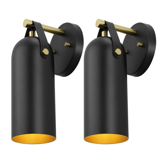 SAFAVIEH Westly LED Black Iron Wall Sconce with Black Shade, Set of 2