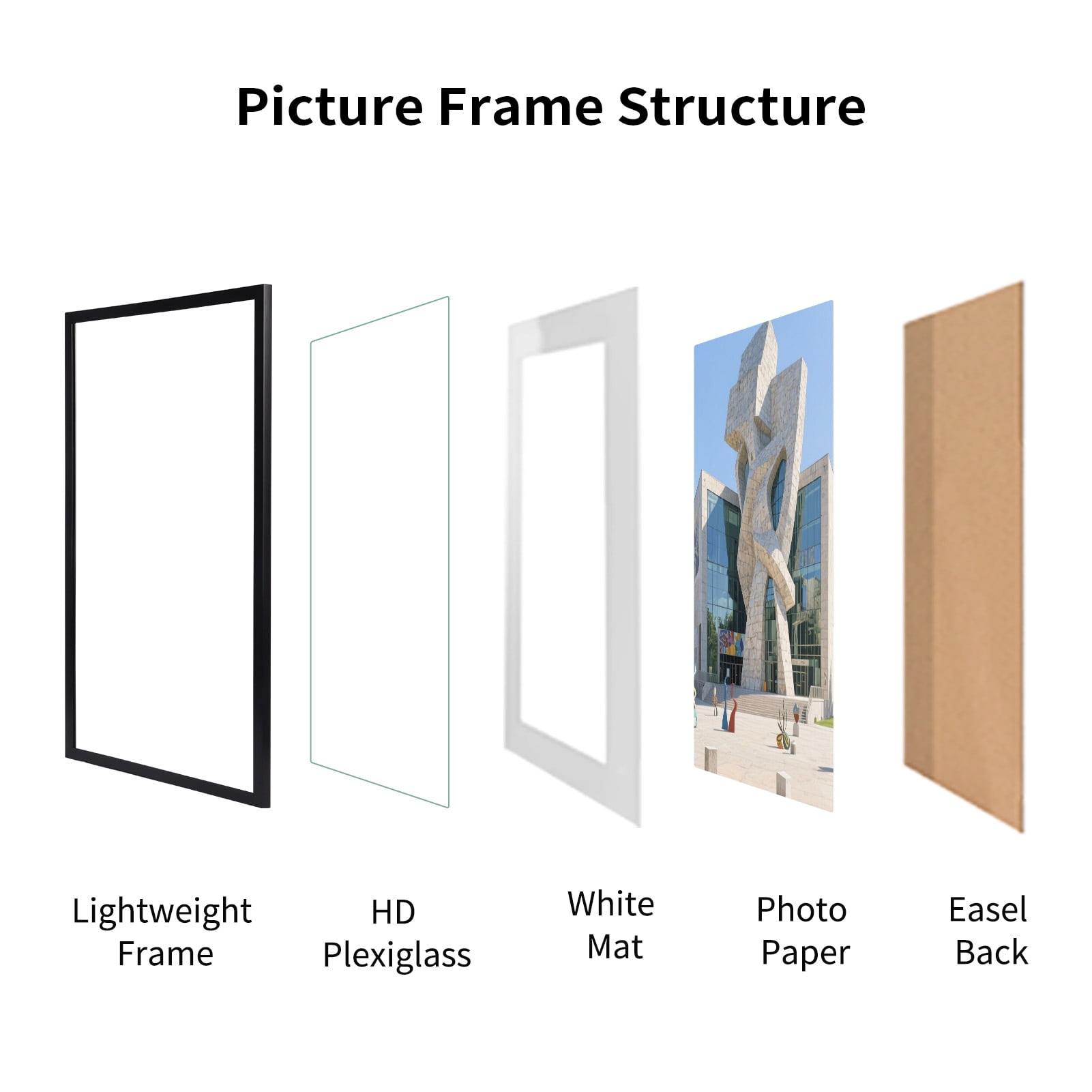 Giftgarden 11x17 Picture Frame Set of 4, Matted 11x17 Frames for 8x12 Pictures with Mats, 11 x 17 Poster without Mat for Wall Hanging Display, Black