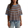 thumbnail image 6 of Byworldtasic Oversized Striped T-Shirts for Women Summer Color Block Short Sleeve Tops Drop Shoulder Boxy Tees, 6 of 8