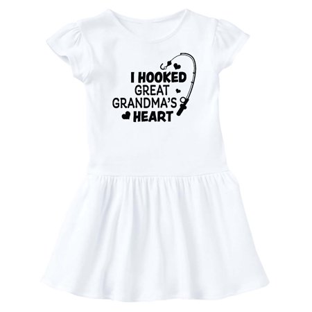 

Inktastic I Hooked Great Grandma s Heart with Fishing Rod Gift Baby Girl Dress